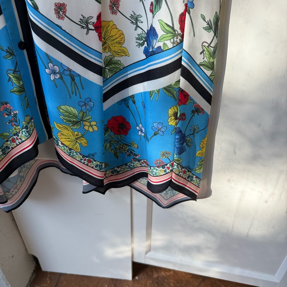 Alice + Olivia Floral Mini Dress - Blue and Black SZ L - Picture 7 of 14